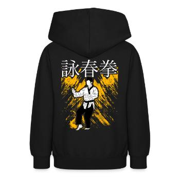 Wing Chun - Sweat à capuche Ado - noir - Dos - AI Model Teenager Male light (155cm)