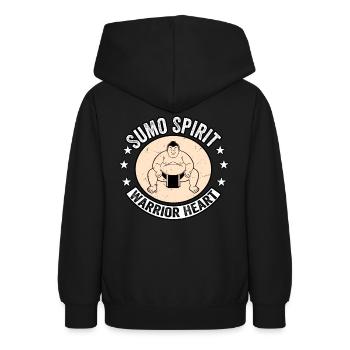 Sumo-Geist-Krieger-Herz - Teenager Hoodie - Schwarz - Hinten - AI Model Teenager Male light (155cm)