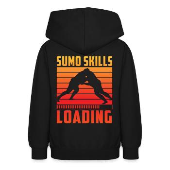 Sumo-Fähigkeiten werden geladen - Teenager Hoodie - Schwarz - Hinten - AI Model Teenager Male light (155cm)