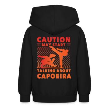 Bei Capoeira ist Vorsicht geboten - Teenager Hoodie - Schwarz - Hinten - AI Model Teenager Male light (155cm)
