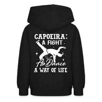 La capoeira, un combat, une danse, un art de vivre - Sweat à capuche Ado - noir - Dos - AI Model Teenager Male light (155cm)