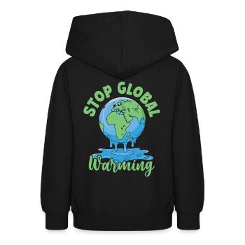 Stop Global Warming - Teen Hoodie - black - Back - AI Model Teenager Male light (155cm)