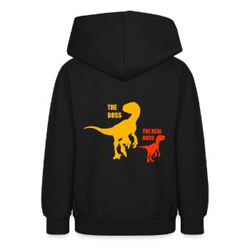 Vater, Sohn, Tochter, Dinosaurus - Teenager Hoodie - Schwarz - Hinten - AI Model Teenager Male light (155cm)