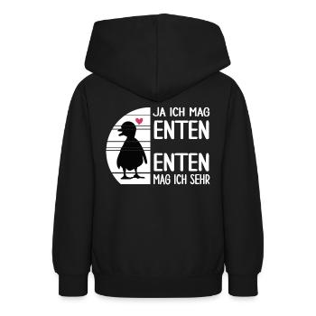 Ente "ich mag Enten" Watschelente Hausente - Teenager Hoodie - Schwarz - Hinten - AI Model Teenager Male light (155cm)