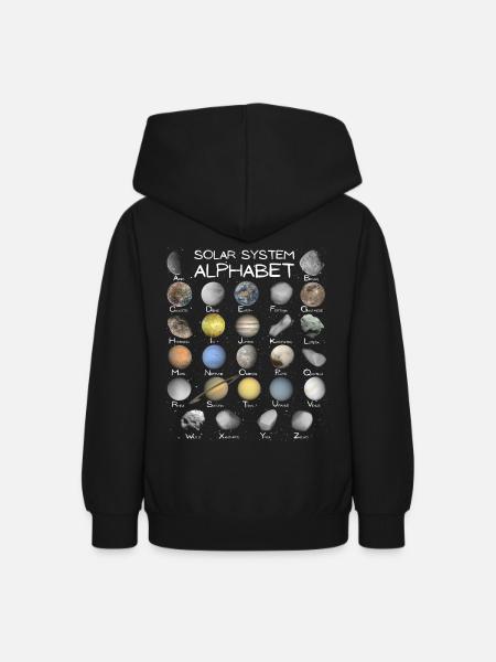 Sonnensystem ABC - Teenager Hoodie - Schwarz