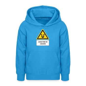 Caractère de cochon - Sweat à capuche Ado - bleu mer - Devant - AI Model Teenager Male light (155cm)