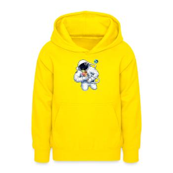 Astronaut mit Eiscreme im Weltall  - Teenager Hoodie - Gelb - Vorne - AI Model Teenager Male dark (155cm)