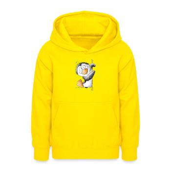 Drolliger Pinguin Wildtier Tiermotiv Cartoon - Teenager Hoodie - Gelb - Vorne - AI Model Teenager Male dark (155cm)