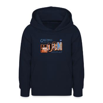 NASA Greetings From The Moon Urlaubskarte-Design - Teenager Hoodie - Navy - Vorne - AI Model Teenager Male light (155cm)