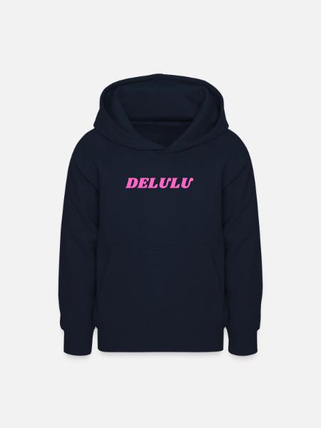 DELULU, Pink - Teenager Hoodie - Navy