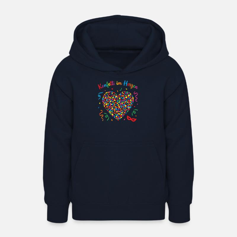 Confettis de carnaval et de carnaval dans le cœur Sweat à capuche à pull - Sweat à capuche Ado - marine