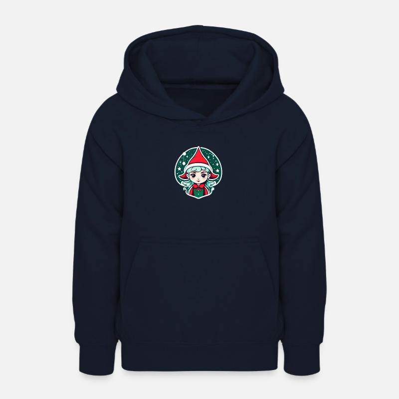 Illustration de Noël elfe - Sweat à capuche Ado - marine