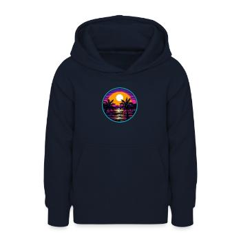 Synthwave Ocean - Teen Hoodie - navy - Front - AI Model Teenager Male light (155cm)