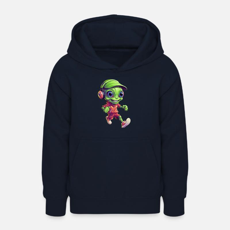 Jogger extraterrestre vert avec écouteurs - Sweat à capuche Ado - marine