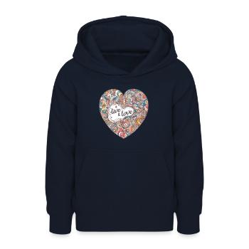 Buntes Herz - live & love - Teen Hoodie - navy - Front - AI Model Teenager Male light (155cm)