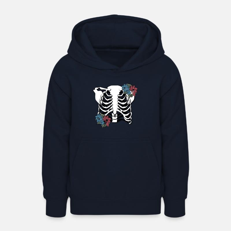 Côtes avec fleurs - Sweat à capuche Ado - marine