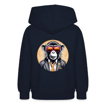 Mister Affe - Teenager Hoodie - Navy - Hinten - AI Model Teenager Male light (155cm)
