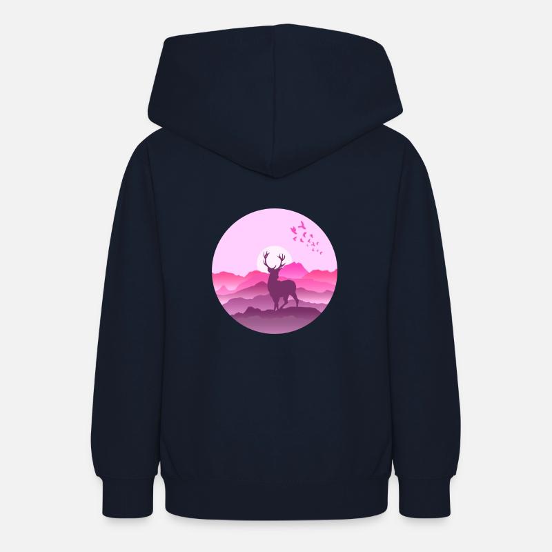 Cerf dans les montagnes avant le coucher du soleil - Sweat à capuche Ado - marine