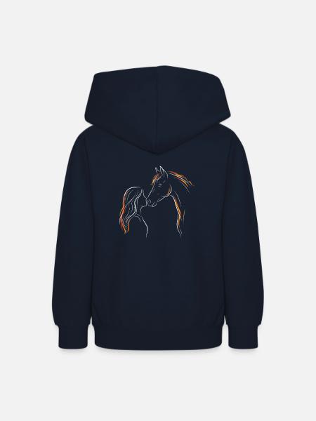 Pferdemädchen-Silhouette - Teenager Hoodie - Navy