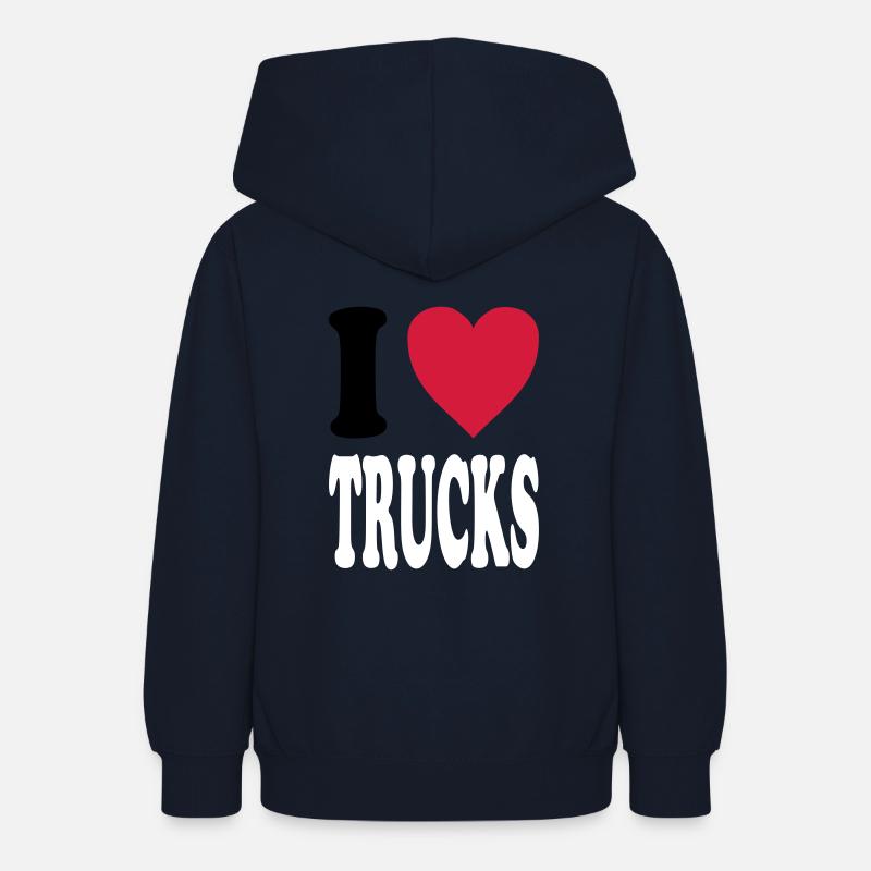 J'adore TRUCKS (couleurs au choix!) - Sweat à capuche Ado - marine
