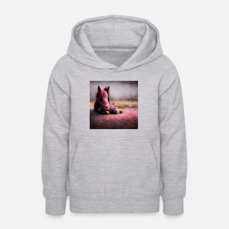 Bébé cheval couché sur le sol Rosa IV - Sweat à capuche Ado - gris clair chiné