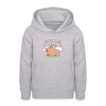 Süßes Capybara und Regenbogen, mach dir keine Sorgen, sei Cappy - Teenager Hoodie - Hellgrau meliert - Vorne - AI Model Teenager Male dark (155cm)