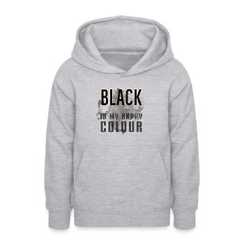 BLACK IS MY HAPPY COLOR – Motif for dark background - Teen Hoodie - light heather grey - Front - AI Model Teenager Male dark (155cm)