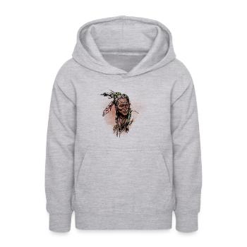 Porträt der amerikanischen Ureinwohner - Teenager Hoodie - Hellgrau meliert - Vorne - AI Model Teenager Male dark (155cm)