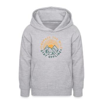 Umarmen Sie die Wildnis Bleiben Sie offline - Teenager Hoodie - Hellgrau meliert - Vorne - AI Model Teenager Male dark (155cm)