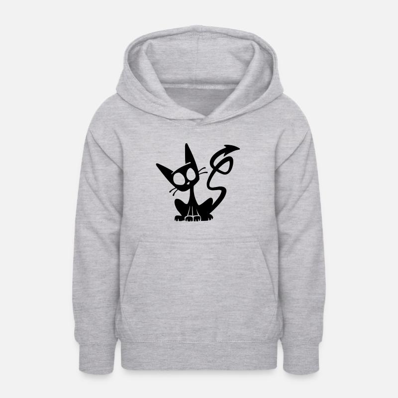 Devil Black Cat - Sweat à capuche Ado - gris clair chiné