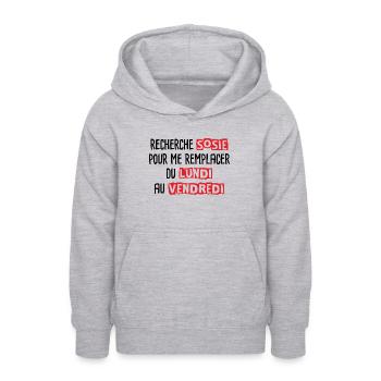 Recherche sosie du lundi au vendredi - Sweat à capuche Ado - gris clair chiné - Devant - AI Model Teenager Male dark (155cm)