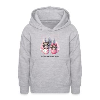 Großer Bruder, kleine Schwester Waschbären - Teenager Hoodie - Hellgrau meliert - Vorne - AI Model Teenager Male dark (155cm)