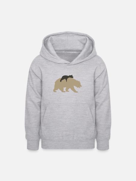 Bär mit Jungem - Teenager Hoodie - Hellgrau meliert