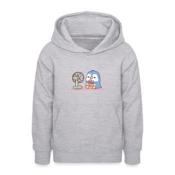 Süßer blauer Pinguin Cool halten mit Ventilator kaltes Getränk - Teenager Hoodie - Hellgrau meliert - Vorne - AI Model Teenager Male dark (155cm)