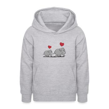 elefant familie mutter baby herz tier symbol - Teenager Hoodie - Hellgrau meliert - Vorne - AI Model Teenager Male dark (155cm)