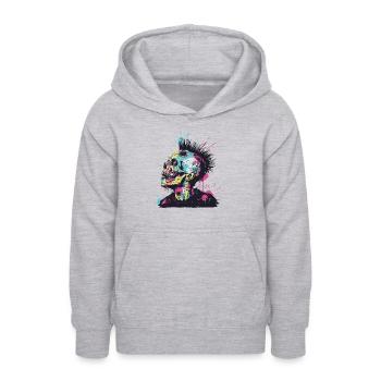 Horreur Punk Zombie Mohawk - Sweat à capuche Ado - gris clair chiné - Devant - AI Model Teenager Male dark (155cm)