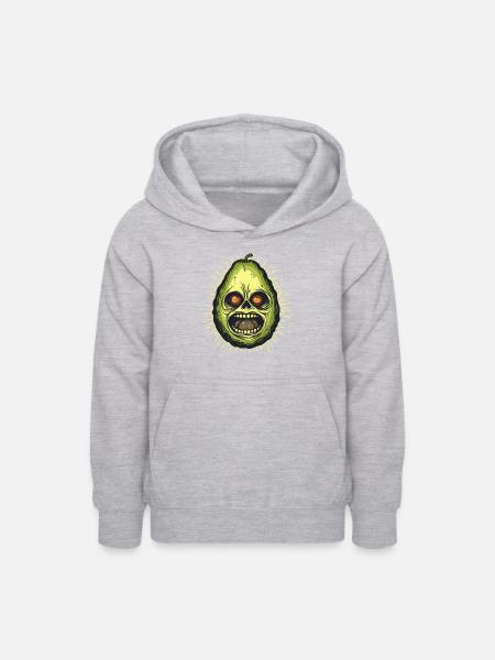 Gruselige Avocado - Teenager Hoodie - Hellgrau meliert