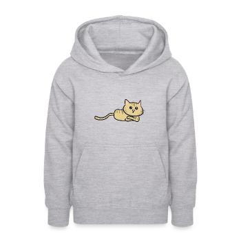 chat couché curieux animal doux - Sweat à capuche Ado - gris clair chiné - Devant - AI Model Teenager Male dark (155cm)