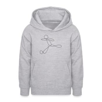 Dessin au trait de football - Sweat à capuche Ado - gris clair chiné - Devant - AI Model Teenager Male dark (155cm)