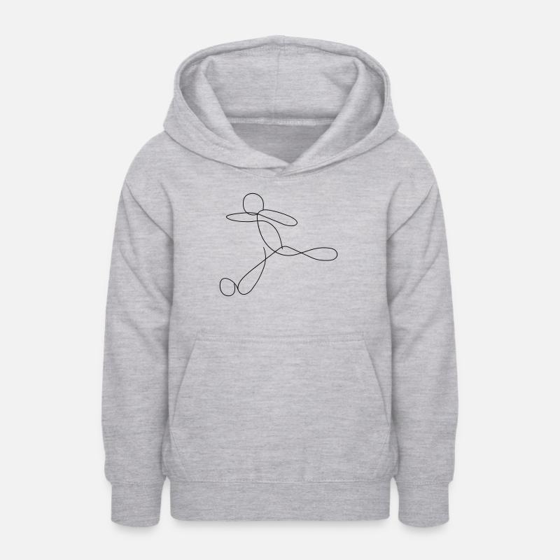 Dessin au trait de football - Sweat à capuche Ado - gris clair chiné
