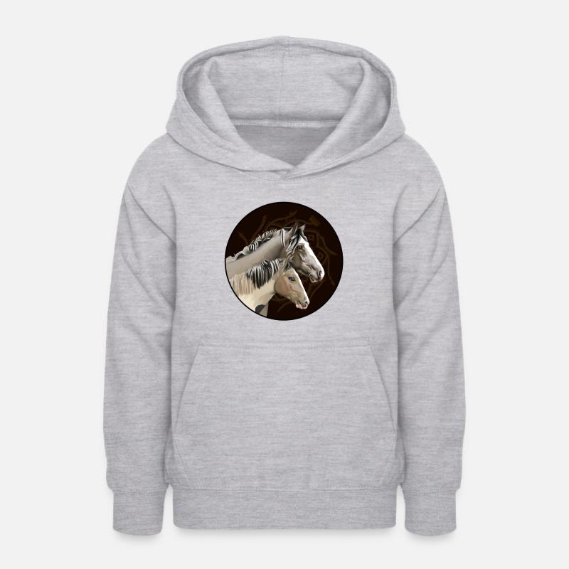 Graue Pferde/Cheval gris - Sweat à capuche Ado - gris clair chiné