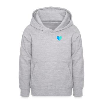 Coeur bicolore bleu-turquoise - Sweat à capuche Ado - gris clair chiné - Devant - AI Model Teenager Male dark (155cm)