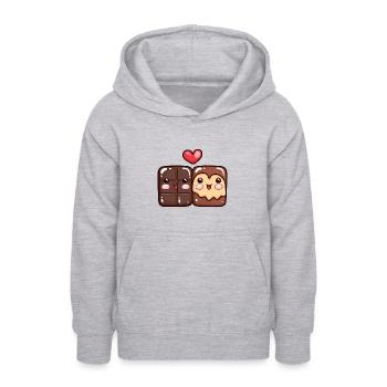 Schokolade Paar Liebe Herz Lustig - Teenager Hoodie - Hellgrau meliert - Vorne - AI Model Teenager Male dark (155cm)