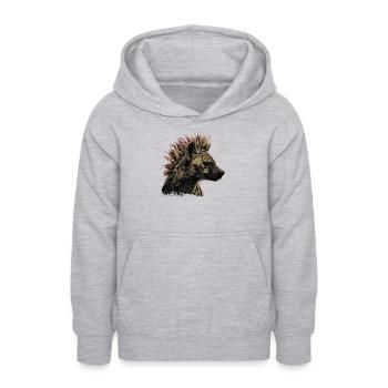 Hyäne Punkrock  - Teenager Hoodie - Hellgrau meliert - Vorne - AI Model Teenager Male dark (155cm)