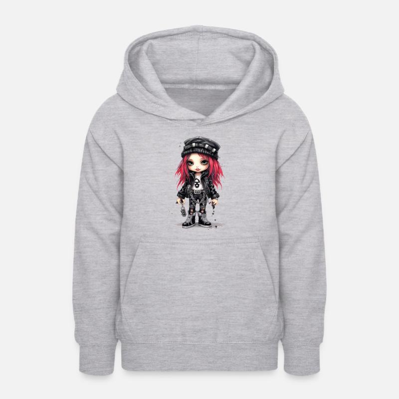 Fille gothique - Sweat à capuche Ado - gris clair chiné