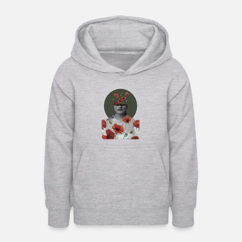 Portrait d’un coquelicot - Sweat à capuche Ado - gris clair chiné
