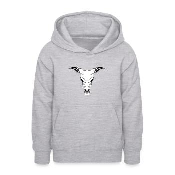 gruseliger Kuhschädel - Teenager Hoodie - Hellgrau meliert - Vorne - AI Model Teenager Male dark (155cm)
