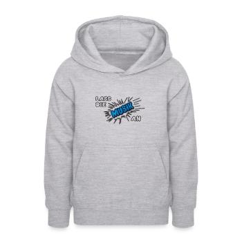 Pow Lass die Musik an - blau auf hell - Teenager Hoodie - Hellgrau meliert - Vorne - AI Model Teenager Male dark (155cm)