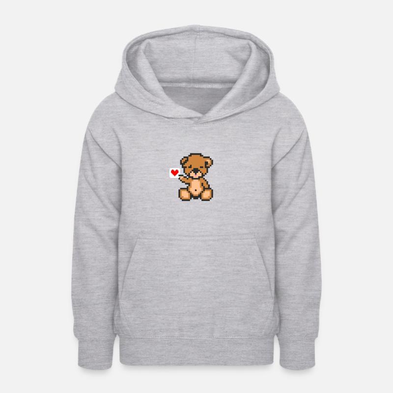 Pixel Bear Love - Sweat à capuche Ado - gris clair chiné
