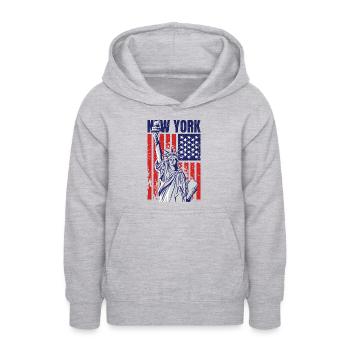 New York! - Teen Hoodie - light heather grey - Front - AI Model Teenager Male dark (155cm)